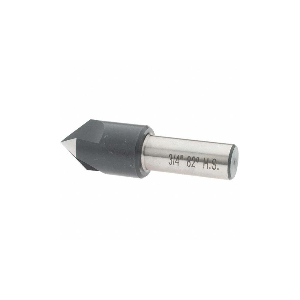 Value Collection Countersink: 3/4" Head Dia, 82.00 deg Included Angle, 3 Flute, High-Speed Steel, Right Hand Cut - 28619