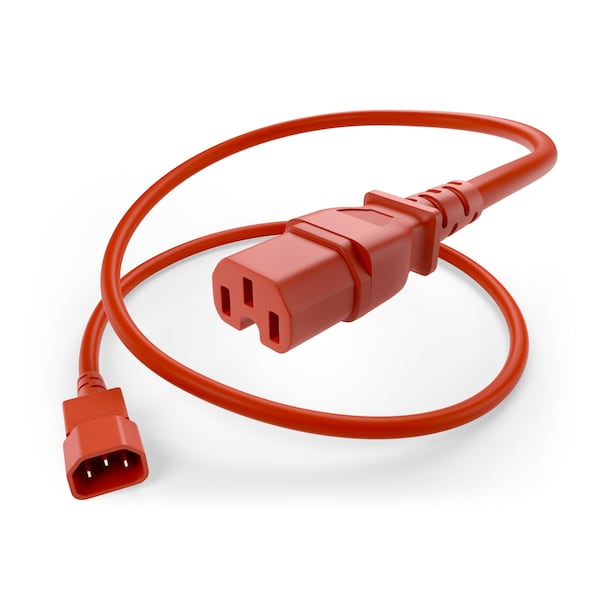 Unirise Usa 6Ft Power Cord C14-C15 15Amp Red - PWCD-C14C15-15A-06F-RED