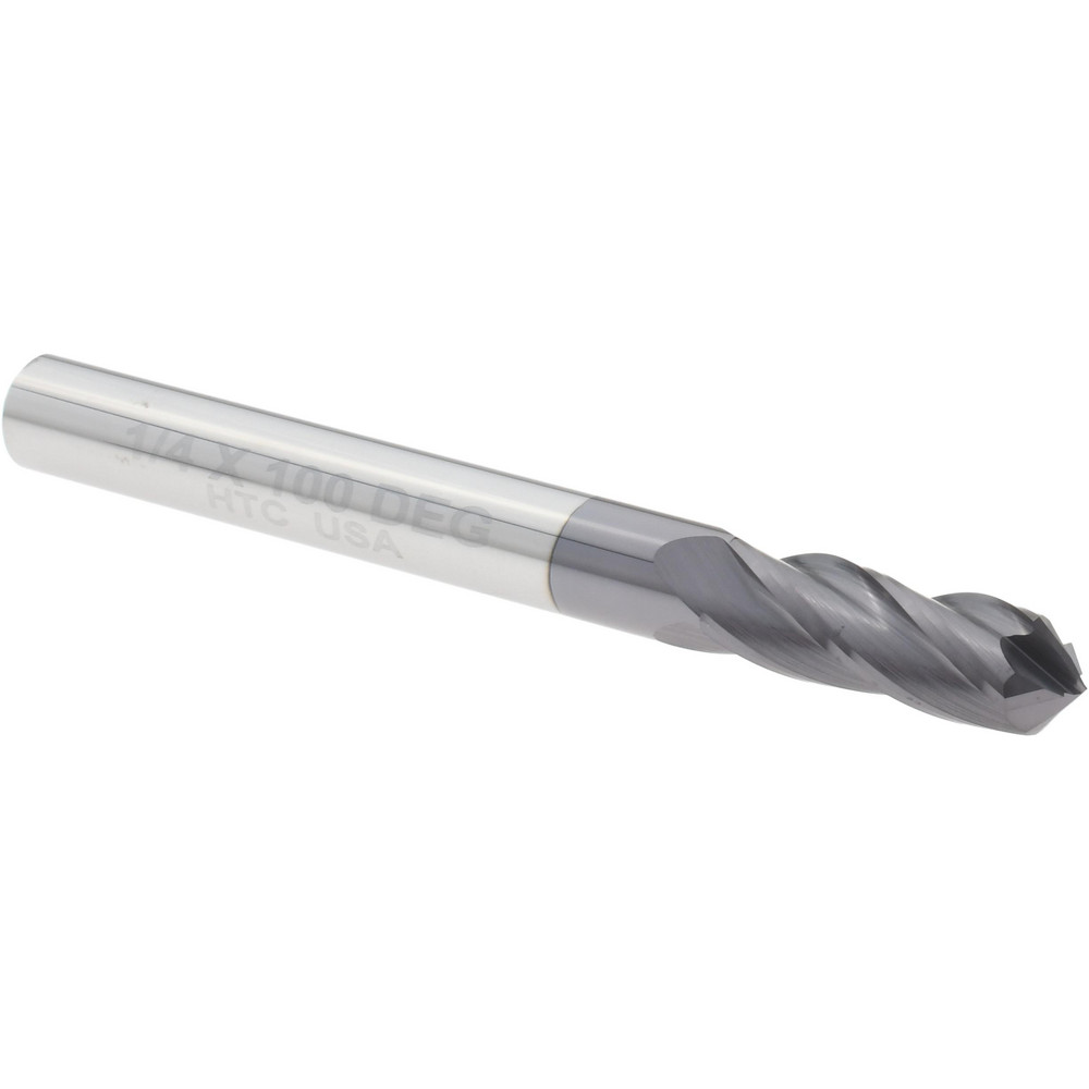 Harvey Tool Chamfer Mill: 3/16" Dia, 3/16" Shank Dia, 100 deg, 2 Flute, Solid Carbide, Single End - 72450-C3