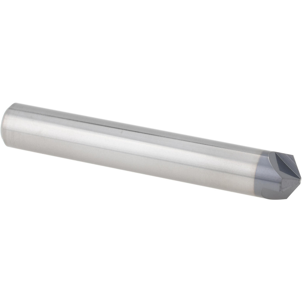 Harvey Tool Chamfer Mill: 3/8" Dia, 3/8" Shank Dia, 120 deg, 3 Flute, Solid Carbide, Single End - 18460-C3