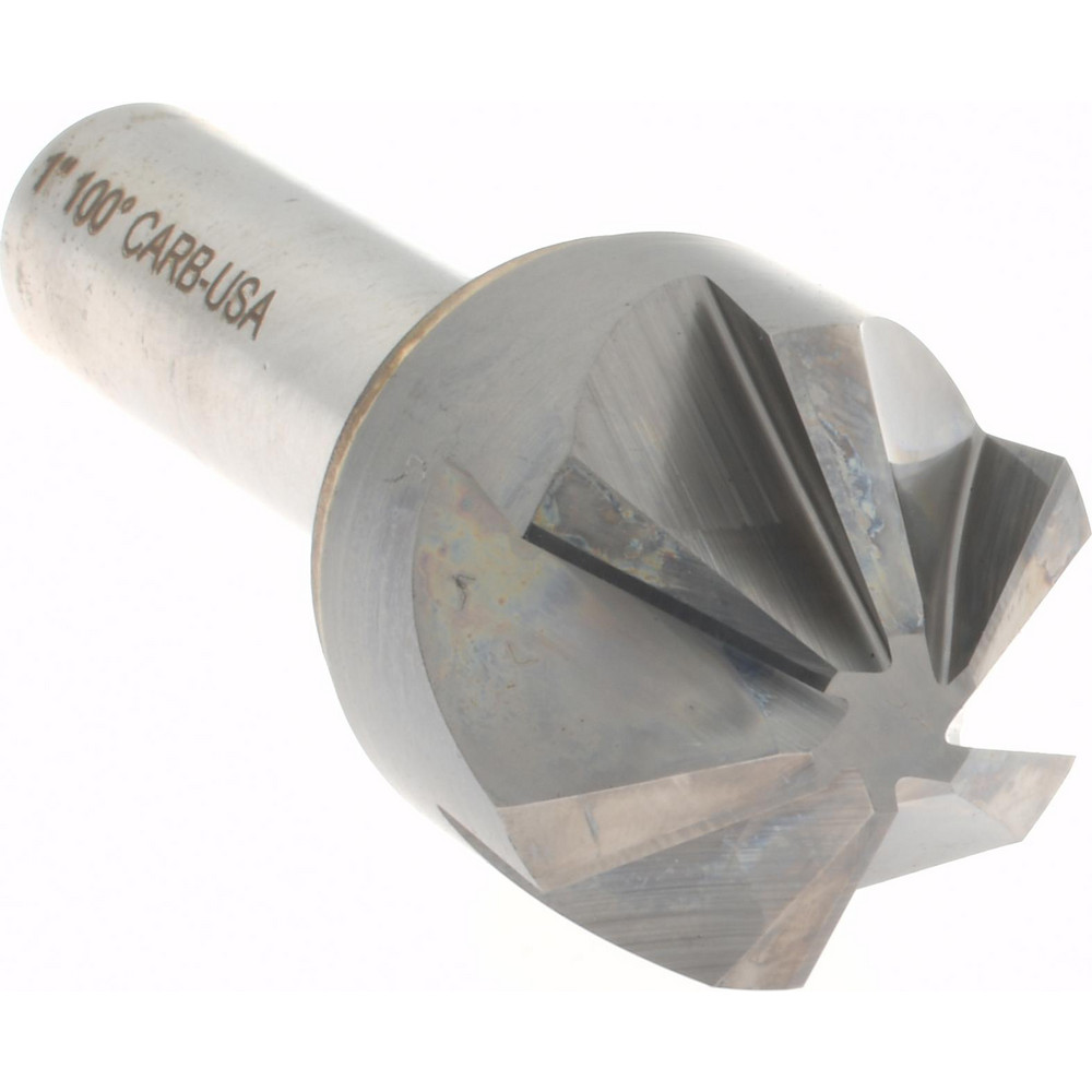 Hertel Countersink: 1" Head Dia, 100.00 deg Included Angle, 6 Flute, Solid Carbide, Right Hand Cut - 336-010080