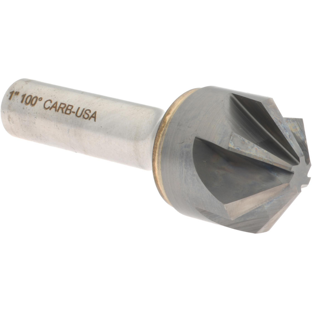 Hertel Countersink: 1" Head Dia, 100.00 deg Included Angle, 6 Flute, Solid Carbide, Right Hand Cut - 336-010080