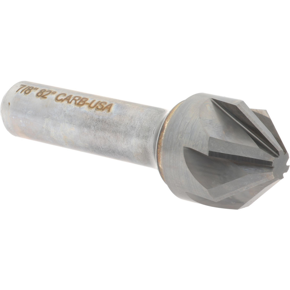 Hertel Countersink: 7/8" Head Dia, 82.00 deg Included Angle, 6 Flute, Solid Carbide, Right Hand Cut - 336-009060