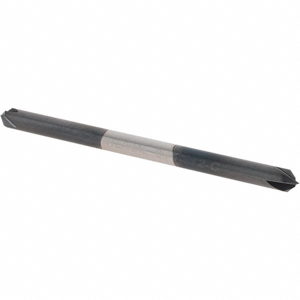 Made in USA Chamfer Mill: 1/8" Dia, 1/8" Shank Dia, 90 deg, 4 Flute, Solid Carbide, Double End - 64-1412-C