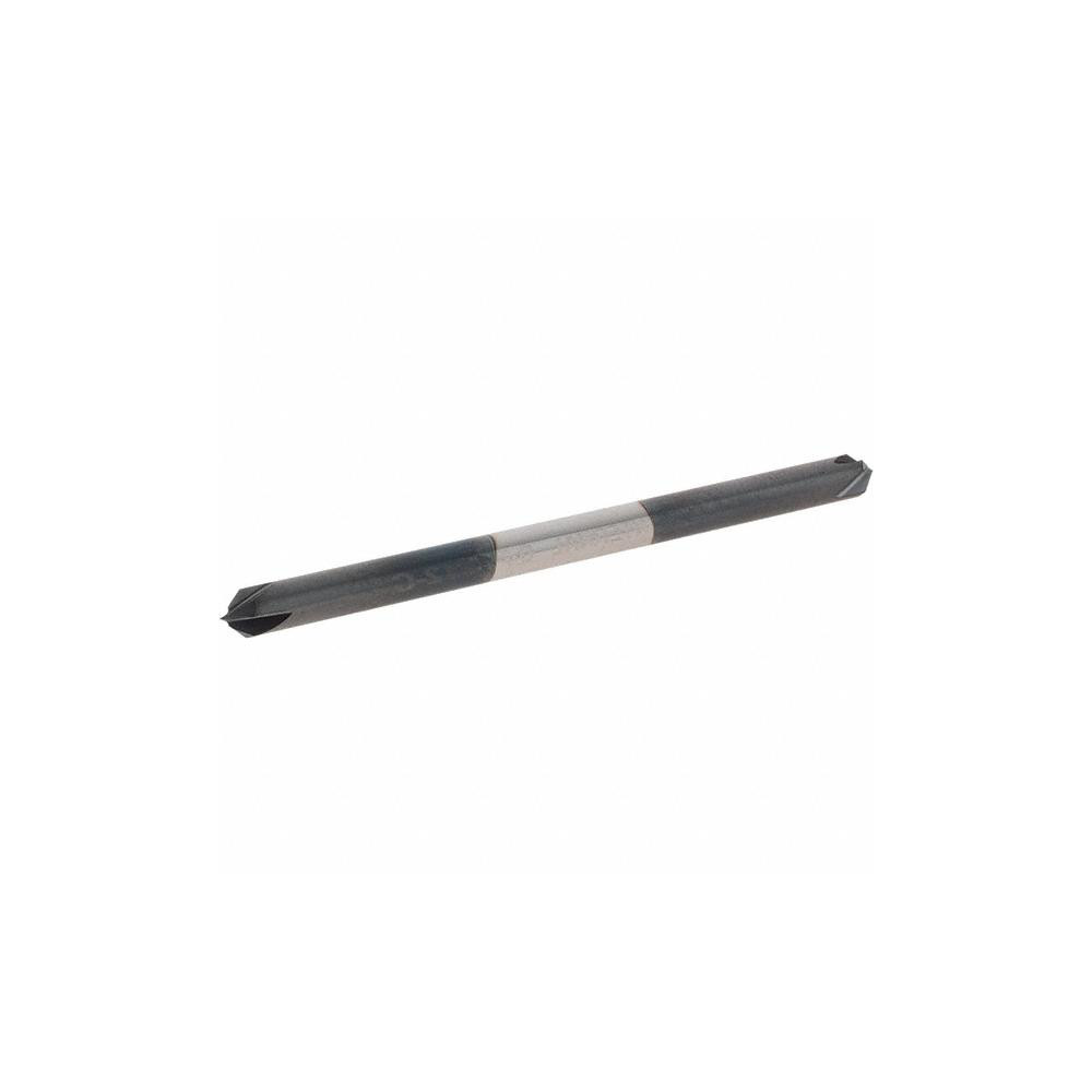 Made in USA Chamfer Mill: 1/8" Dia, 1/8" Shank Dia, 90 deg, 4 Flute, Solid Carbide, Double End - 64-1412-C