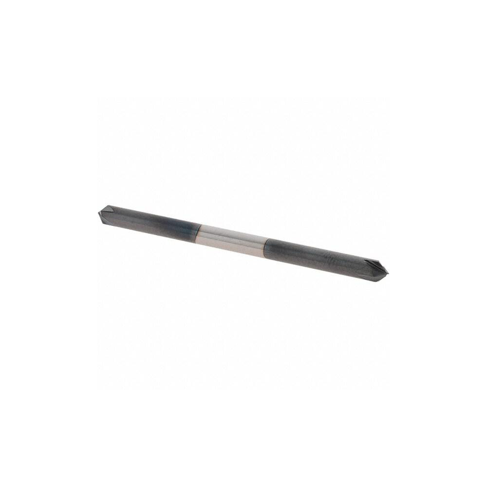 Made in USA Chamfer Mill: 1/8" Dia, 1/8" Shank Dia, 90 deg, 4 Flute, Solid Carbide, Double End - 64-1412-C