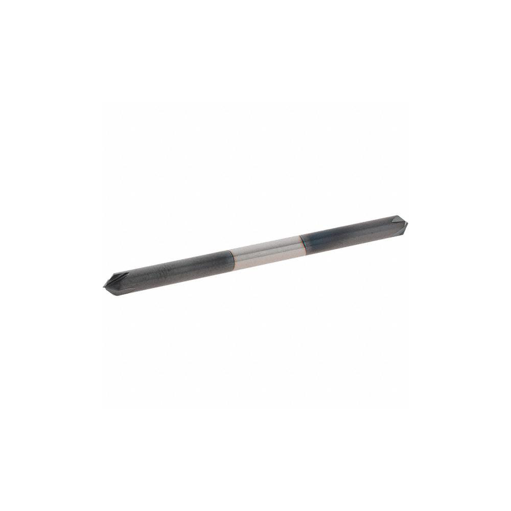 Made in USA Chamfer Mill: 1/8" Dia, 1/8" Shank Dia, 90 deg, 4 Flute, Solid Carbide, Double End - 64-1412-C