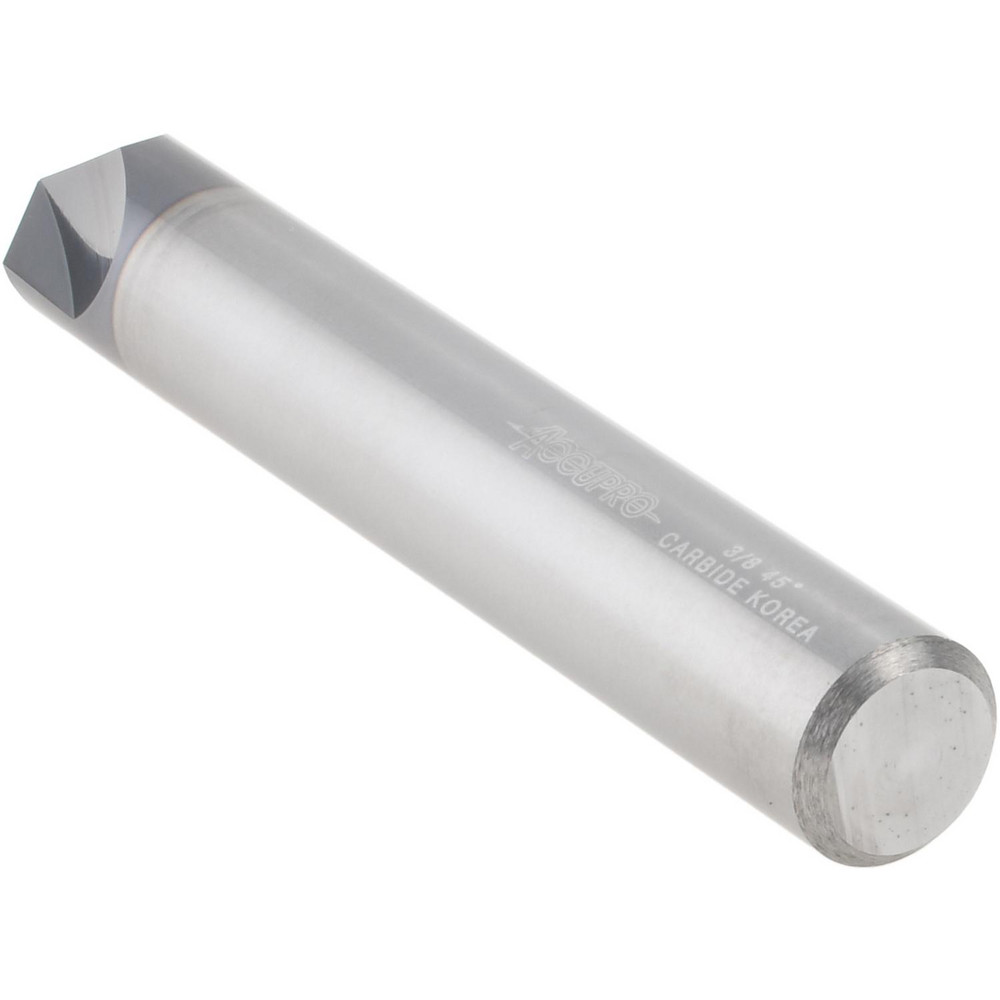 Accupro Chamfer Mill: 3/8" Dia, 3/8" Shank Dia, 90 deg, 2 Flute, Solid Carbide, Single End - EM99943858