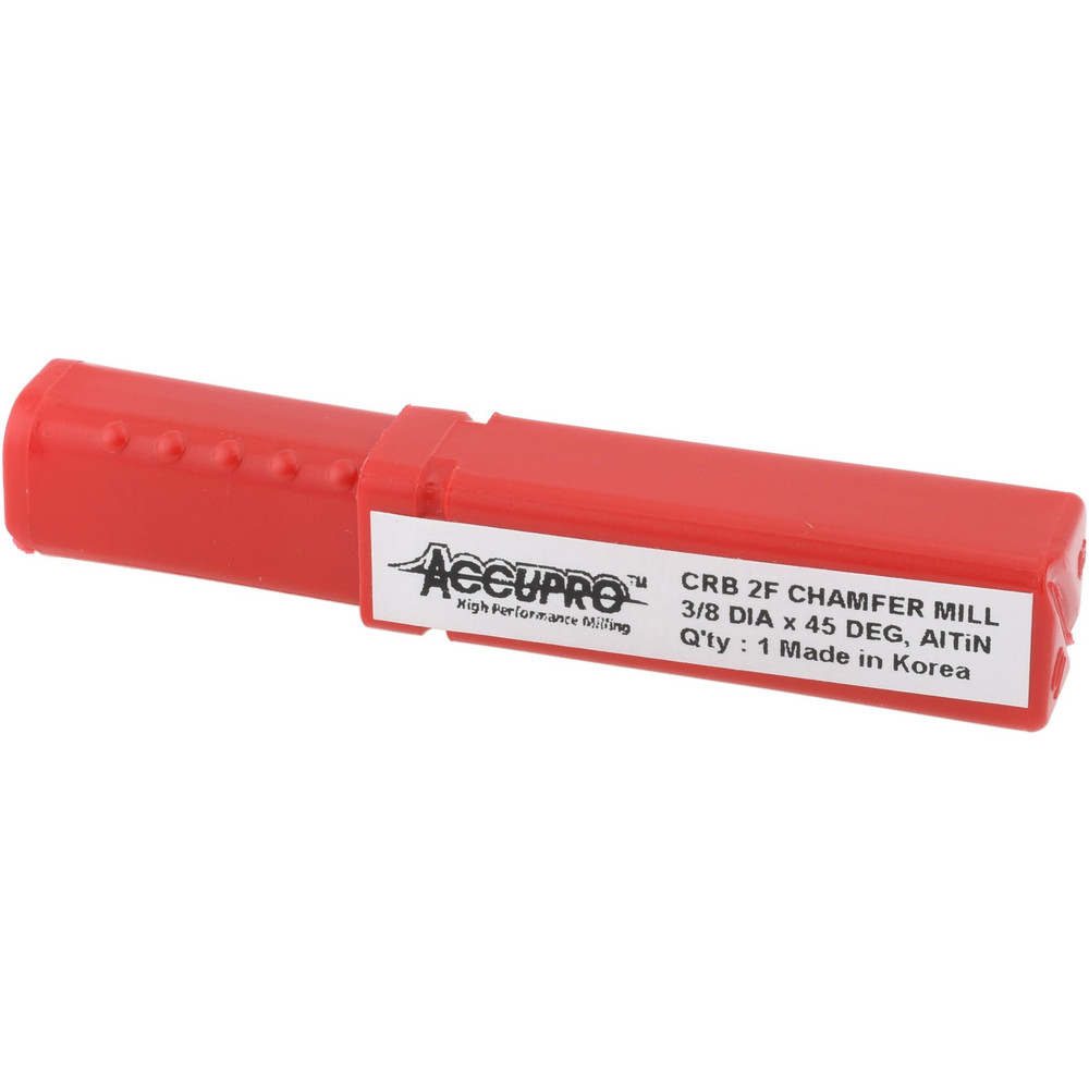 Accupro Chamfer Mill: 3/8" Dia, 3/8" Shank Dia, 90 deg, 2 Flute, Solid Carbide, Single End - EM99943858