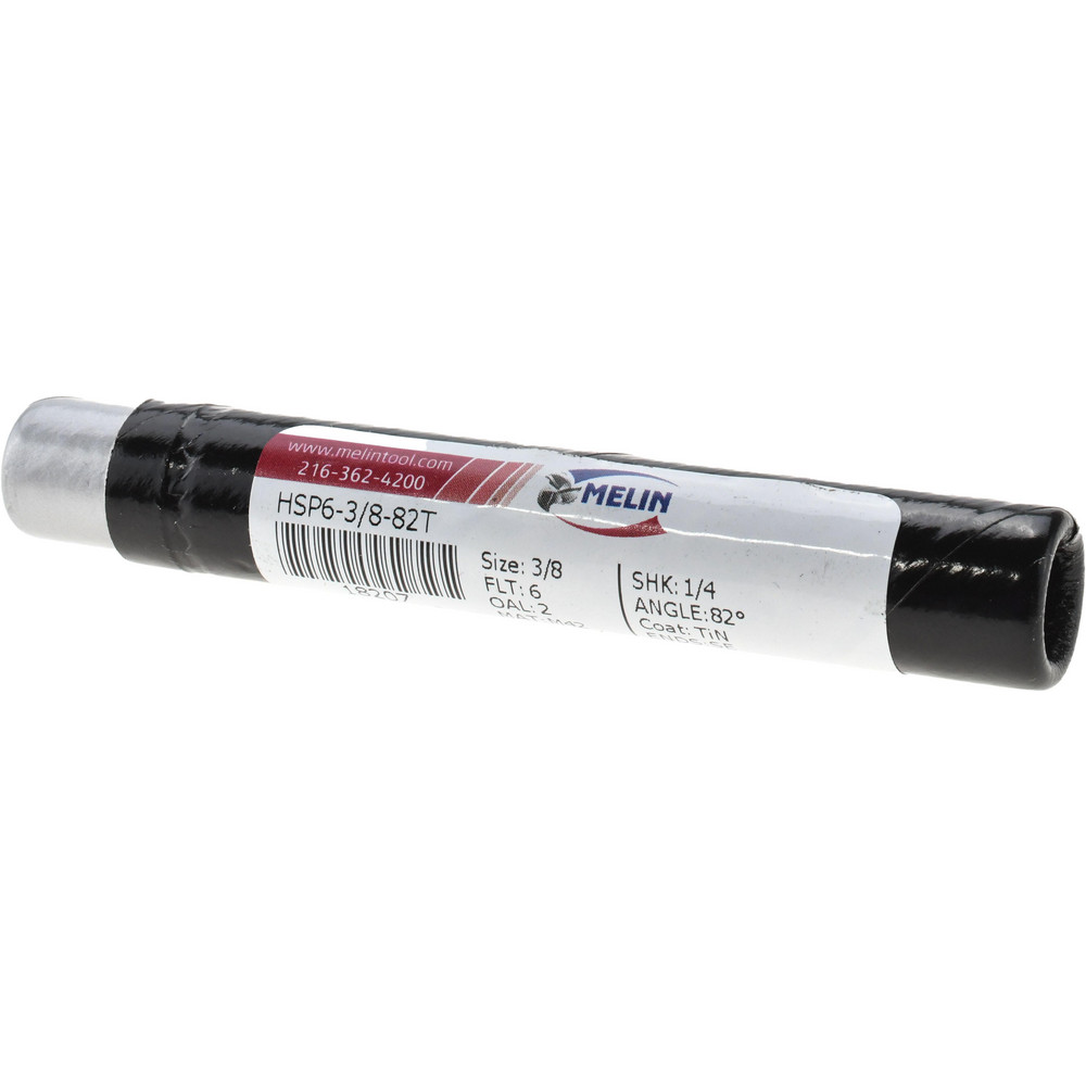 Melin Tool Countersink: 3/8" Head Dia, 82.00 deg Included Angle, 6 Flute, Cobalt Steel, Right Hand Cut - 18207
