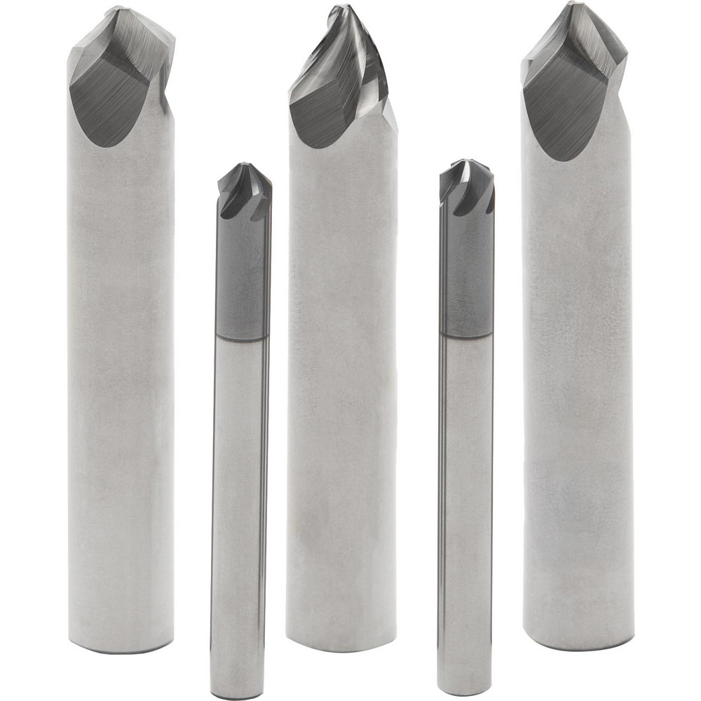 Scientific Cutting Tools Chamfer Mill: 1/8" Dia, 1/8" Shank Dia, 90 deg, 3 Flute, Solid Carbide, Single End - HC12503-090A