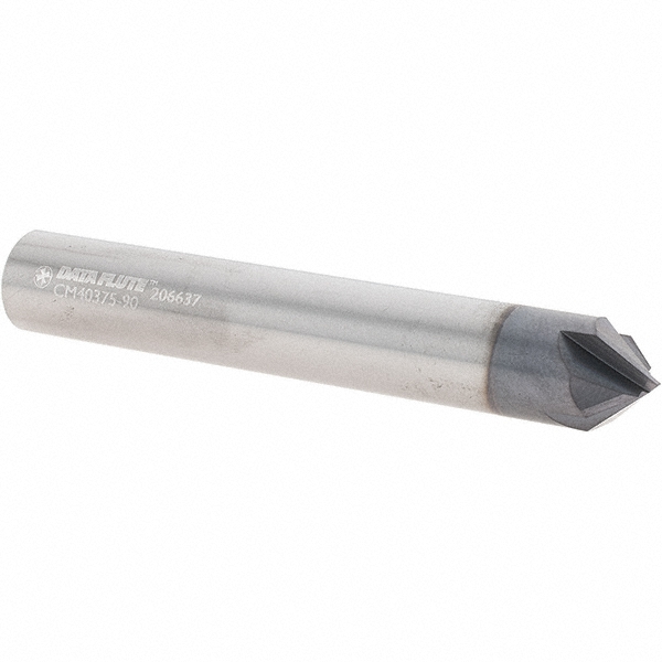 Made in USA Chamfer Mill: 3/8" Dia, 3/8" Shank Dia, 90 deg, 4 Flute, Solid Carbide, Single End - 34820-85-D