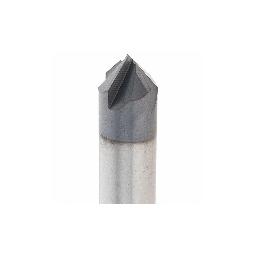 Made in USA Chamfer Mill: 3/8" Dia, 3/8" Shank Dia, 90 deg, 4 Flute, Solid Carbide, Single End - 34820-85-D