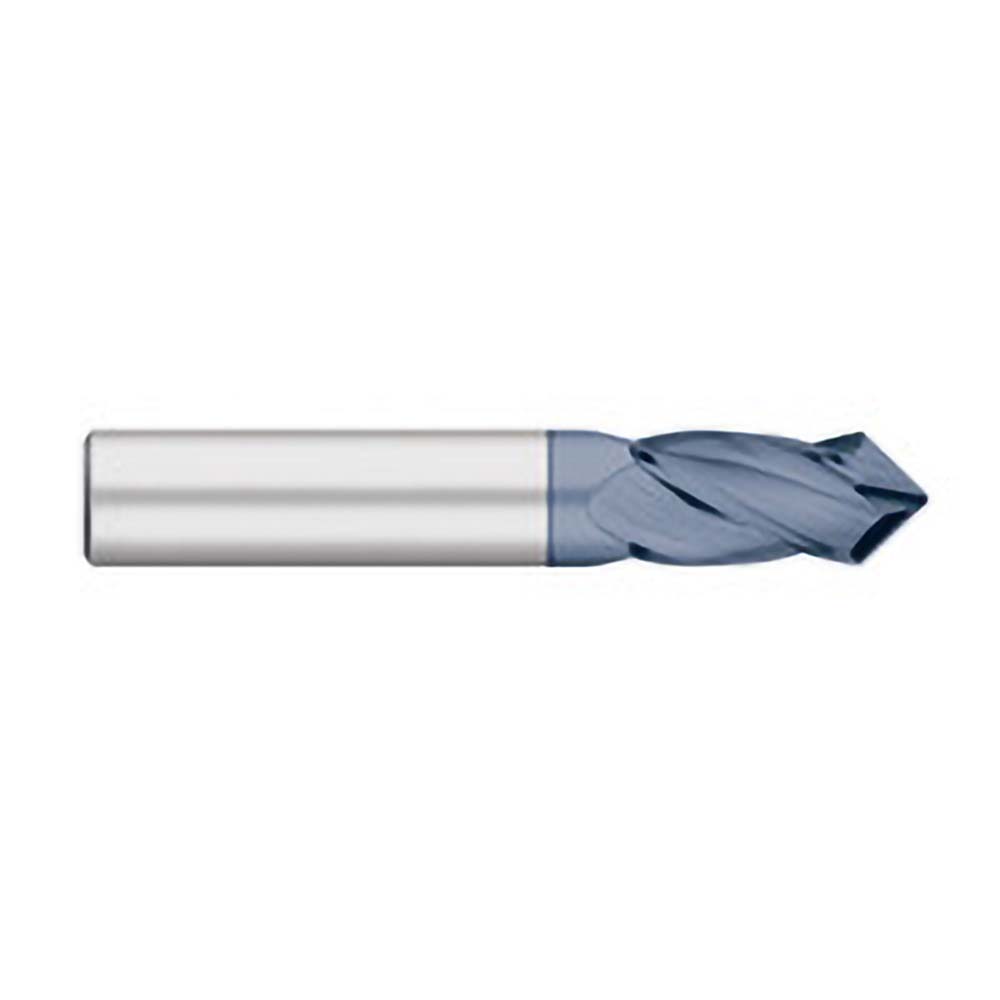 Cleveland Chamfer Mill: 1/8" Dia, 1/8" Shank Dia, 90 deg, 2 Flute, Solid Carbide, Single End - B10014