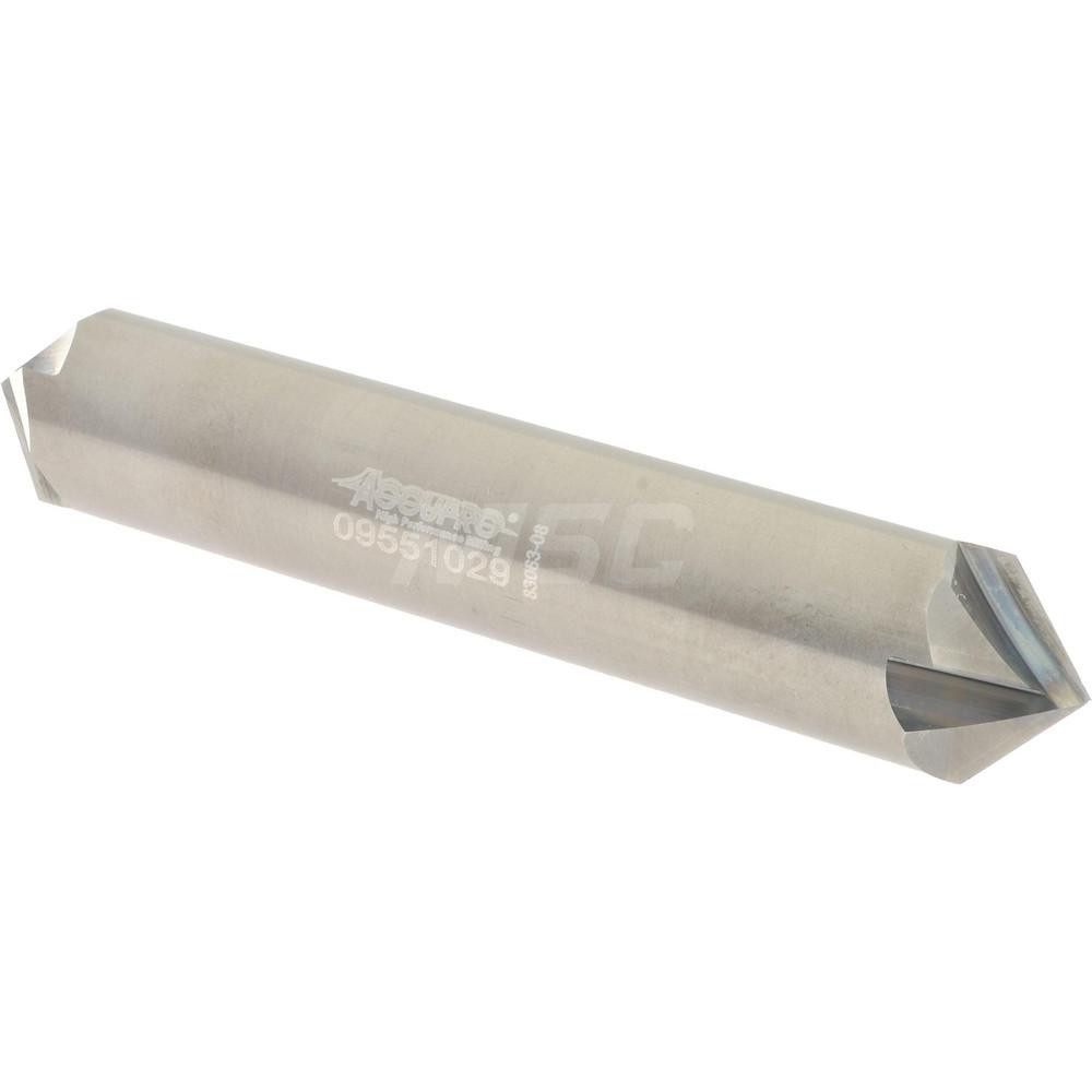 Accupro Chamfer Mill: 1/2" Dia, 1/2" Shank Dia, 90 deg, 4 Flute, Solid Carbide, Double End - 2500042