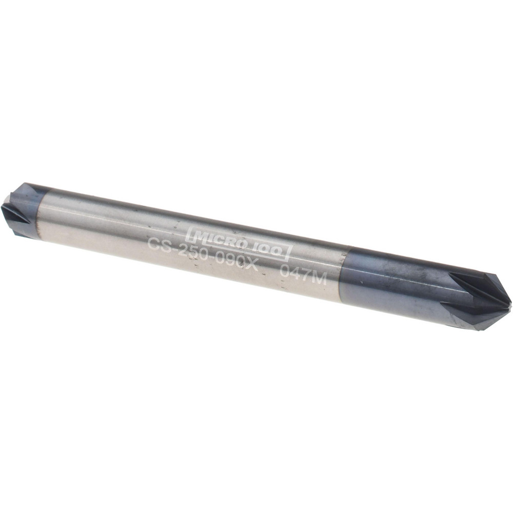 Accupro Chamfer Mill: 1/2" Dia, 1/2" Shank Dia, 90 deg, 4 Flute, Solid Carbide, Double End - 2500042