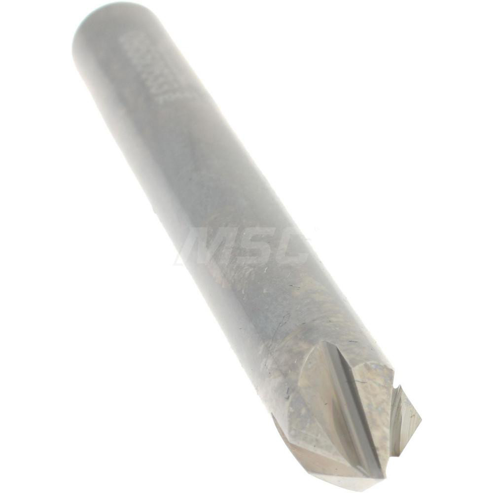 Accupro Chamfer Mill: 1/4" Dia, 1/4" Shank Dia, 60 deg, 4 Flute, Solid Carbide, Single End - 2500040