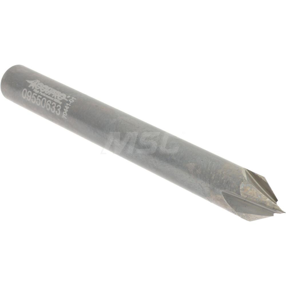 Accupro Chamfer Mill: 1/4" Dia, 1/4" Shank Dia, 60 deg, 4 Flute, Solid Carbide, Single End - 2500040