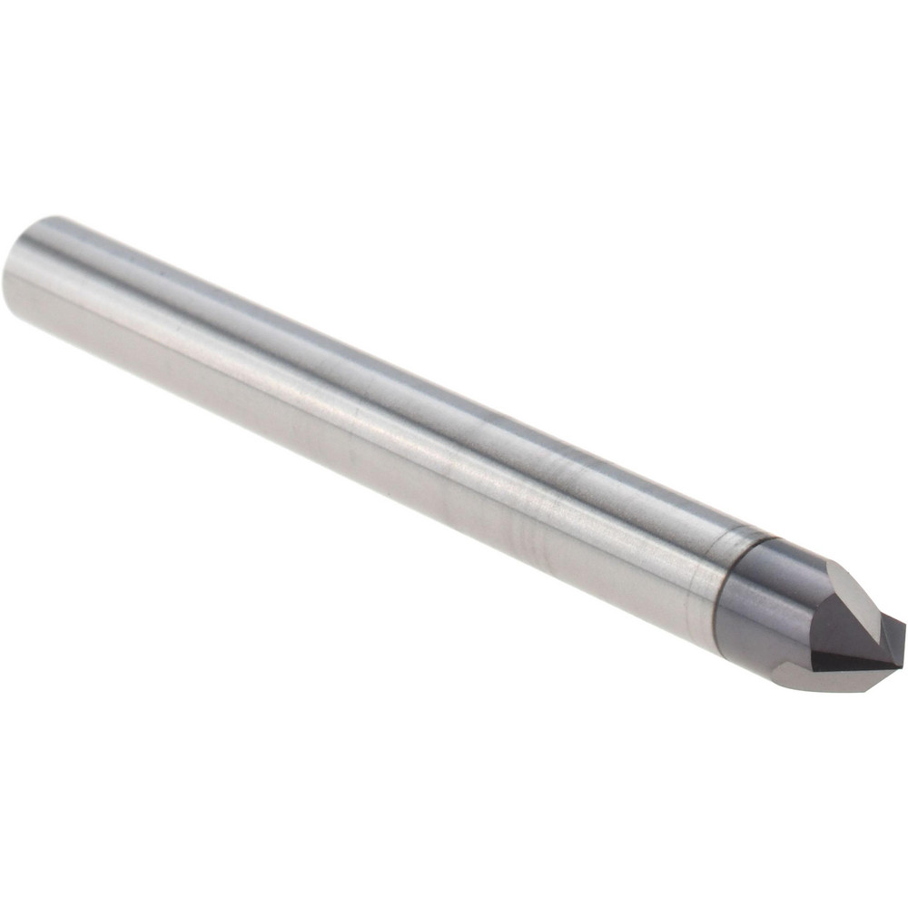 Harvey Tool Chamfer Mill: 1/4" Dia, 1/4" Shank Dia, 100 deg, 2 Flute, Solid Carbide, Single End - 47650-C3
