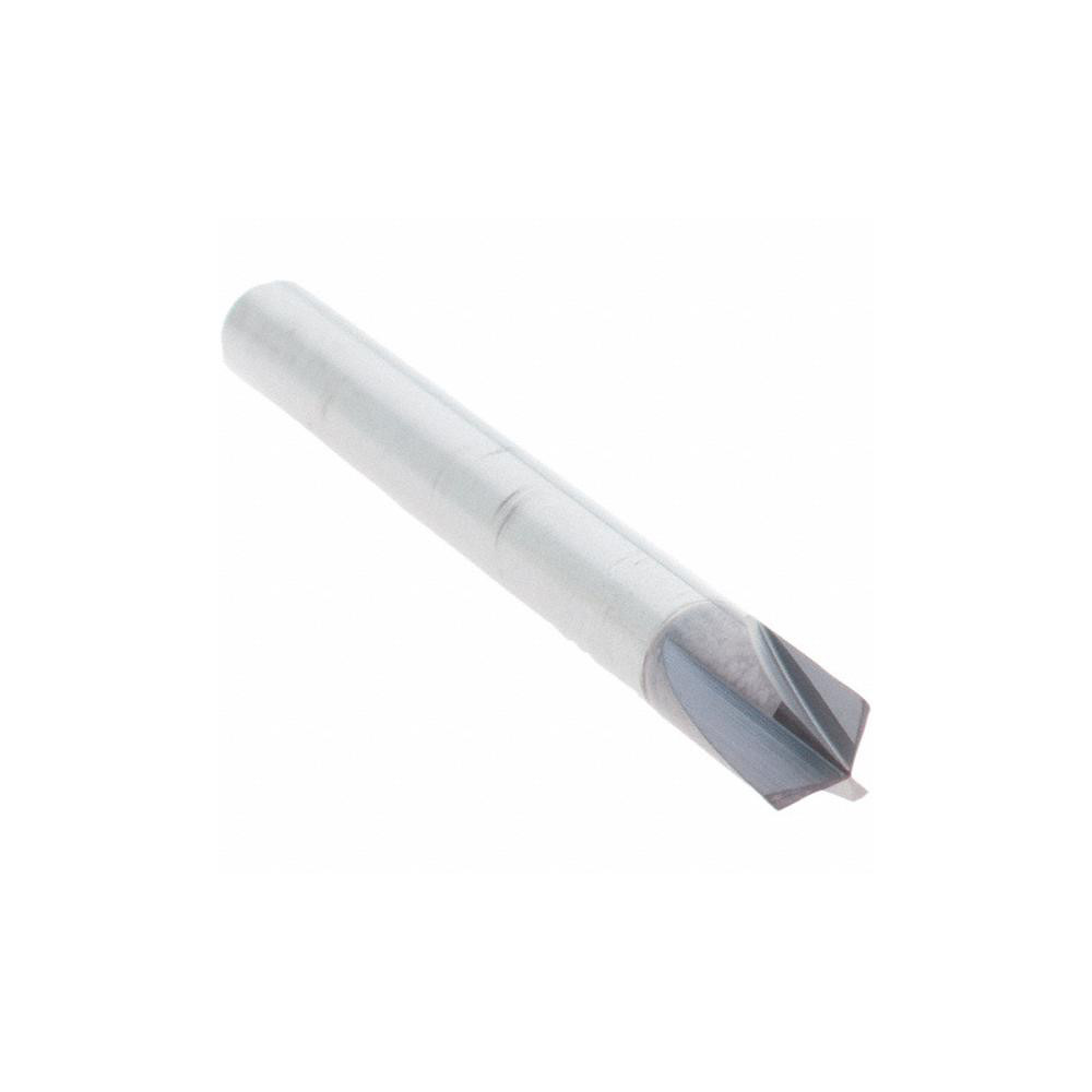 Made in USA Chamfer Mill: 1/8" Dia, 1/8" Shank Dia, 90 deg, 4 Flute, Solid Carbide, Single End - 36159