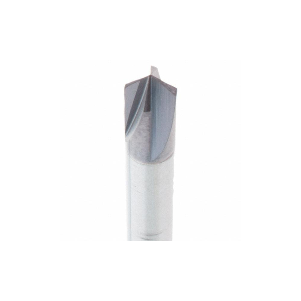 Made in USA Chamfer Mill: 1/8" Dia, 1/8" Shank Dia, 90 deg, 4 Flute, Solid Carbide, Single End - 36159