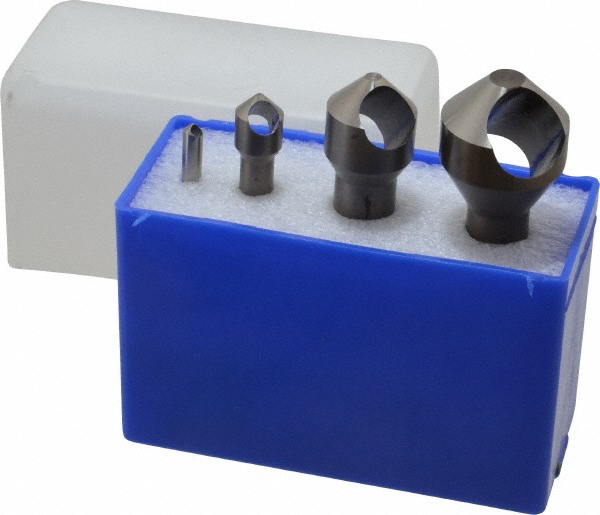 M.A. Ford® Countersink Set: 4 Pc, 3/16 to 1-1/8" Head Dia, 0 Flute, 90 deg Included Angle - 67000043