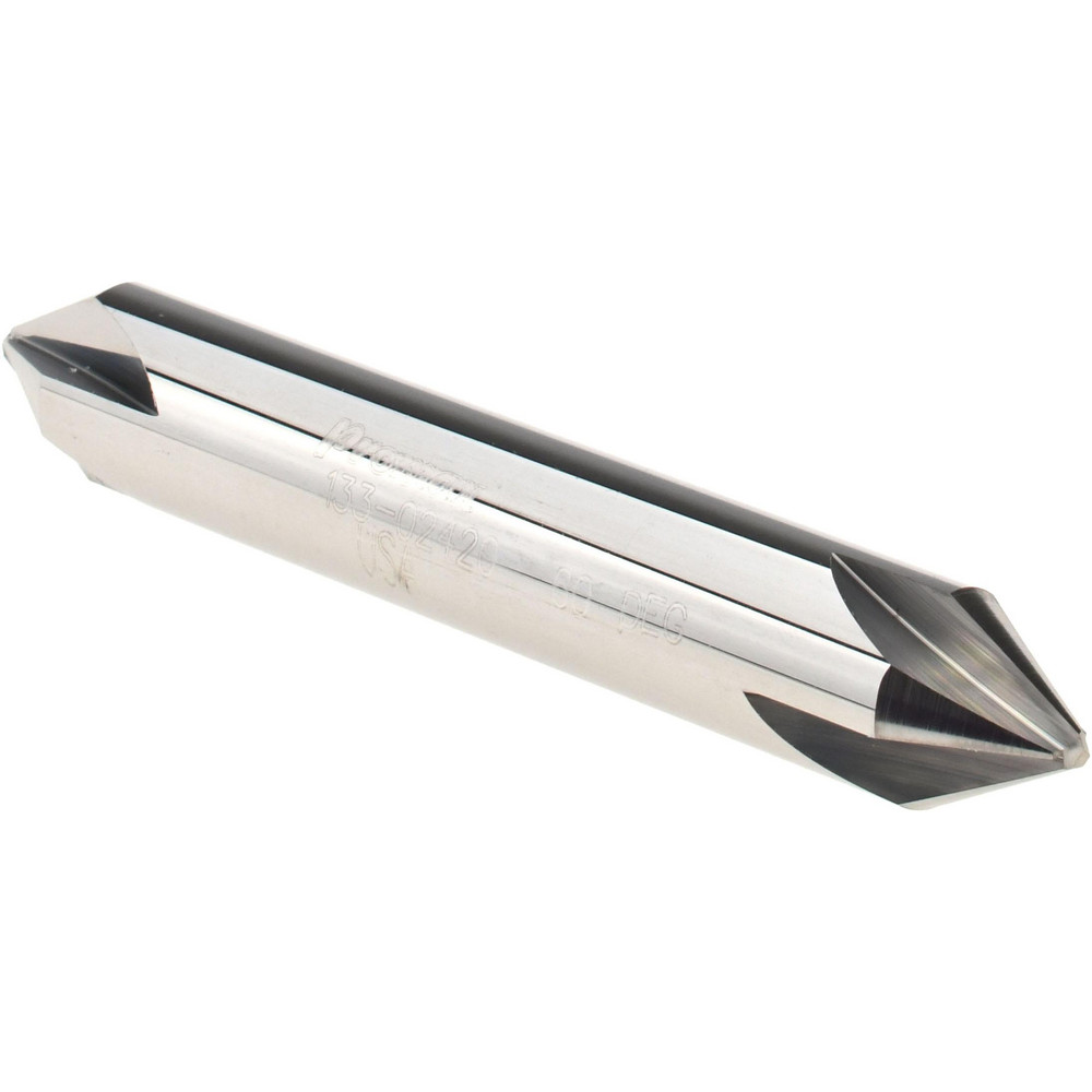 ProMax Chamfer Mill: 3/8" Dia, 3/8" Shank Dia, 60 deg, 4 Flute, Solid Carbide, Double End - 133-02420