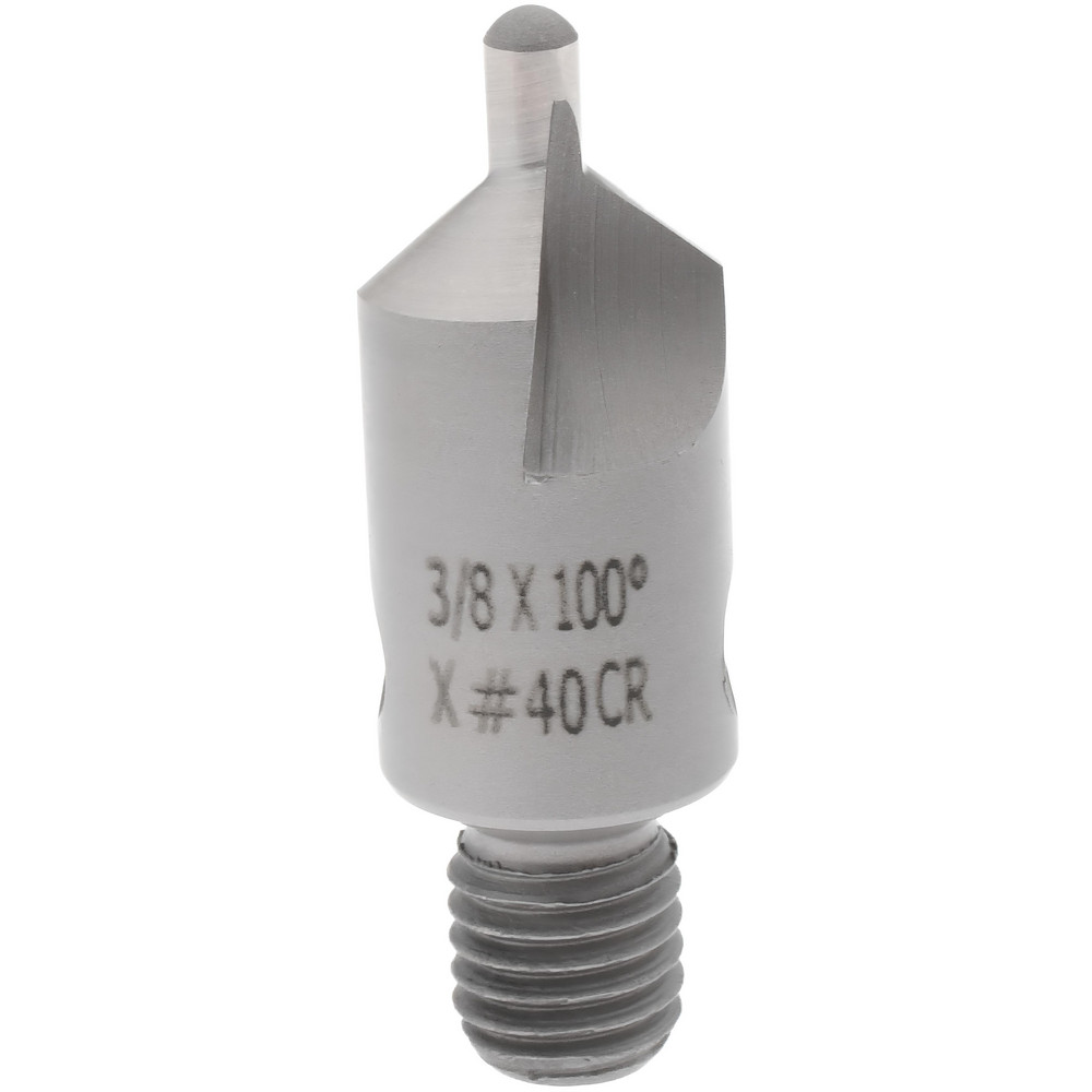 Made in USA 1-1/8" OAL, 3/8" Head Dia, 2 Flute, 100° Incl Angle, Integral Pilot, Adjustable Stop Countersink - 150-2-100-.1285