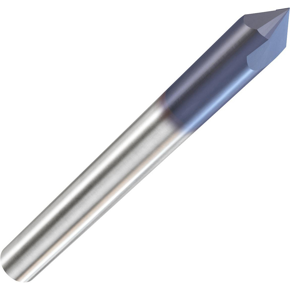 Harvey Tool Chamfer Mill: 1/8" Dia, 1/8" Shank Dia, 60 deg, 2 Flute, Solid Carbide, Single End - 900108-C3