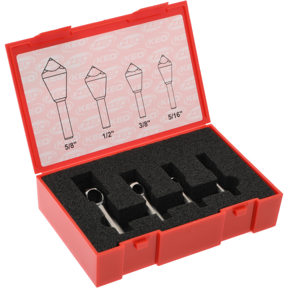 Keo Countersink Set: 4 Pc, 5/16 to 5/8" Head Dia, 0 Flute, 82 deg Included Angle - 919-000-216