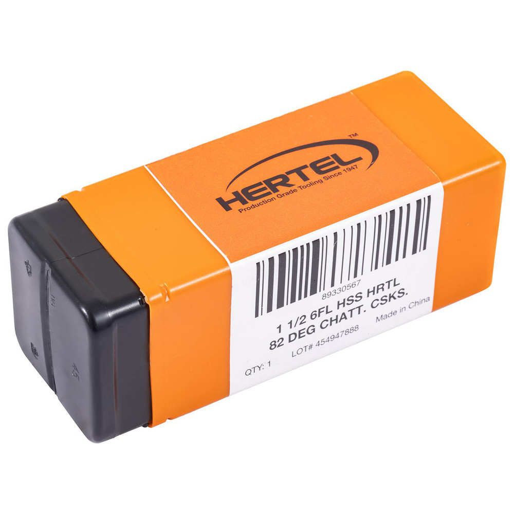 Hertel Countersink: 1-1/2" Head Dia, 82.00 deg Included Angle, 6 Flute, High-Speed Steel, Right Hand Cut - GX89330567
