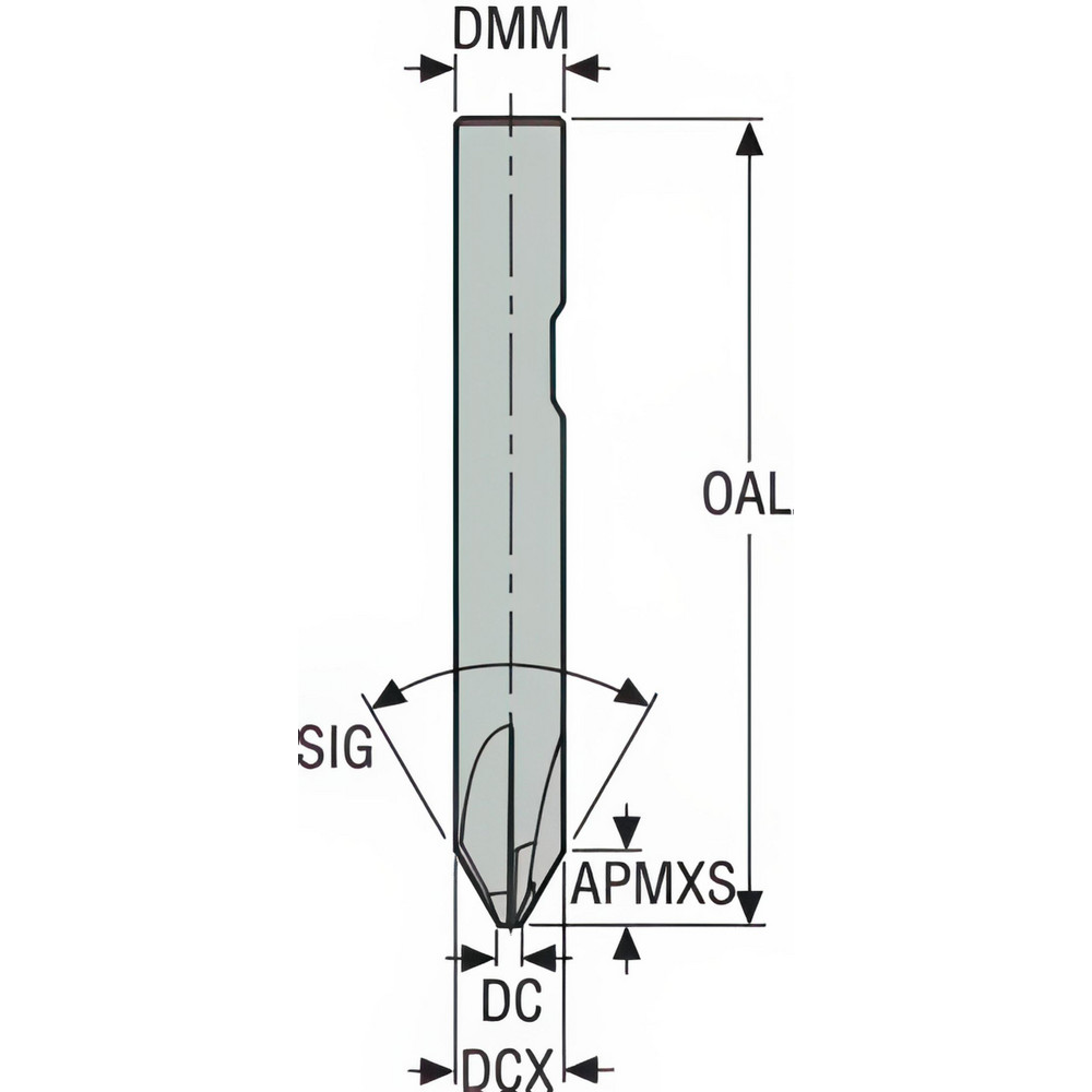 Seco Chamfer Mill: 6.00 mm Dia, 6.00 mm Shank Dia, 60 deg, 4 Flute, Solid Carbide, Single End - 02881625