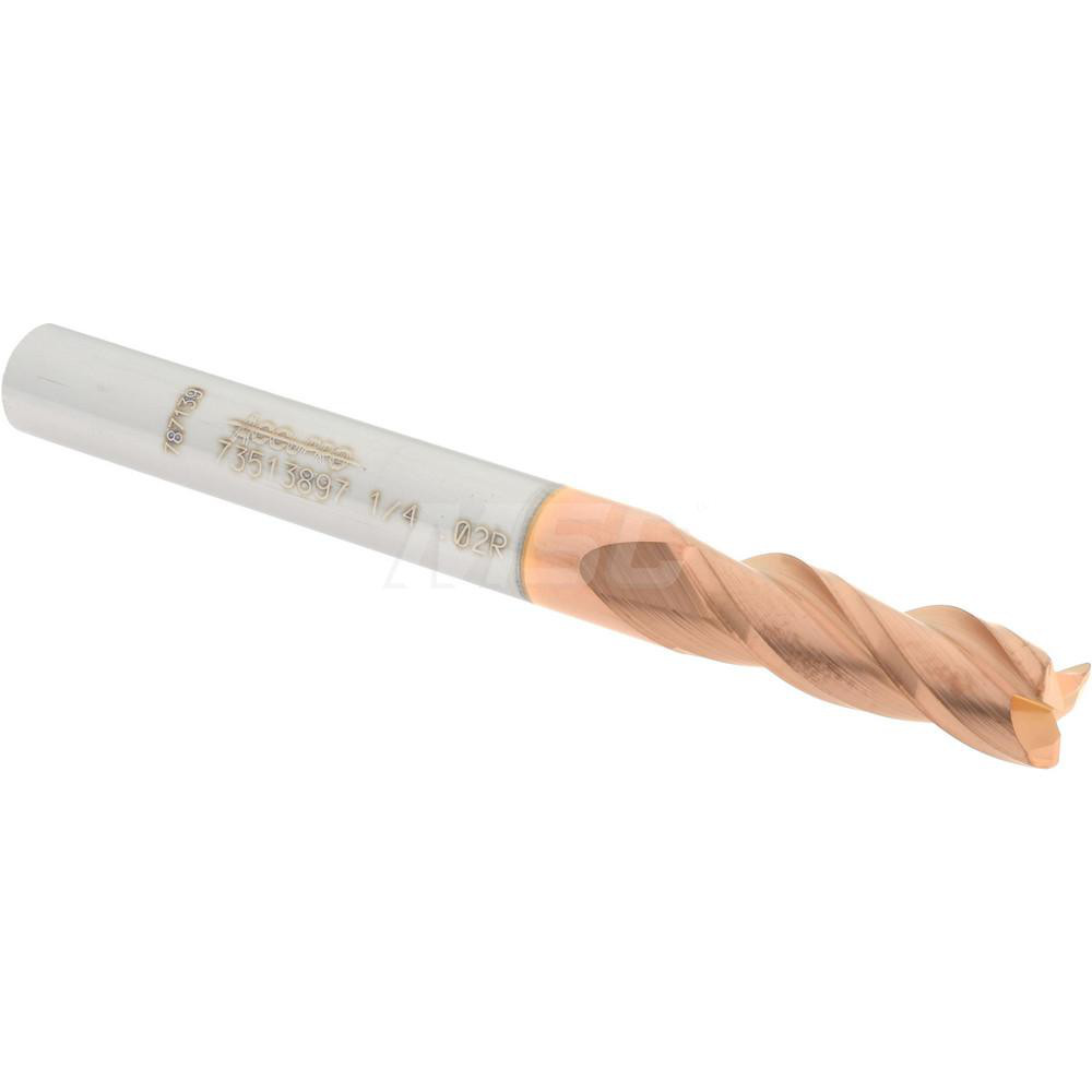 Harvey Tool Chamfer Mill: 1/4" Dia, 1/4" Shank Dia, 70 deg, 3 Flute, Solid Carbide, Single End - 18535-C3