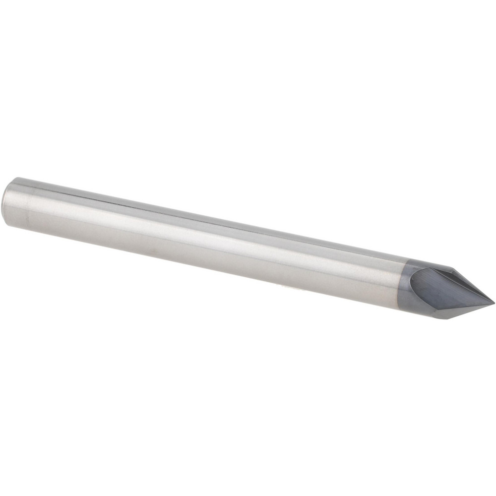 Accupro Chamfer Mill: 1/4" Dia, 1/4" Shank Dia, 60 deg, 2 Flute, Solid Carbide, Single End - EM99943854