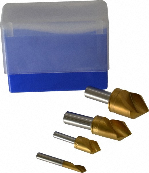 Value Collection Countersink Set: 9 Pc, 3/16 to 1" Head Dia, 1 Flute, 100 deg Included Angle - SC101009S