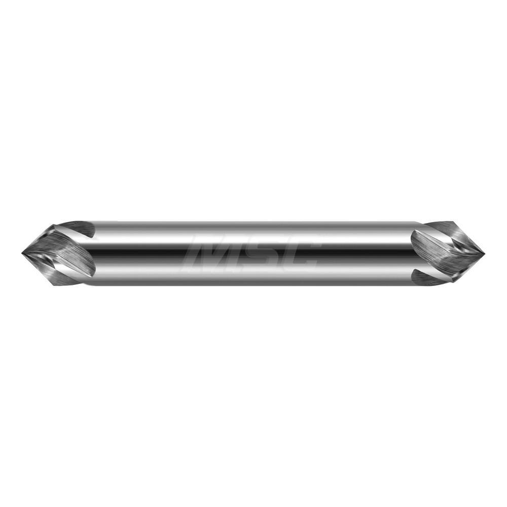 Harvey Tool Chamfer Mill: 1/4" Dia, 1/4" Shank Dia, 90 deg, 4 Flute, Solid Carbide, Double End - 785016