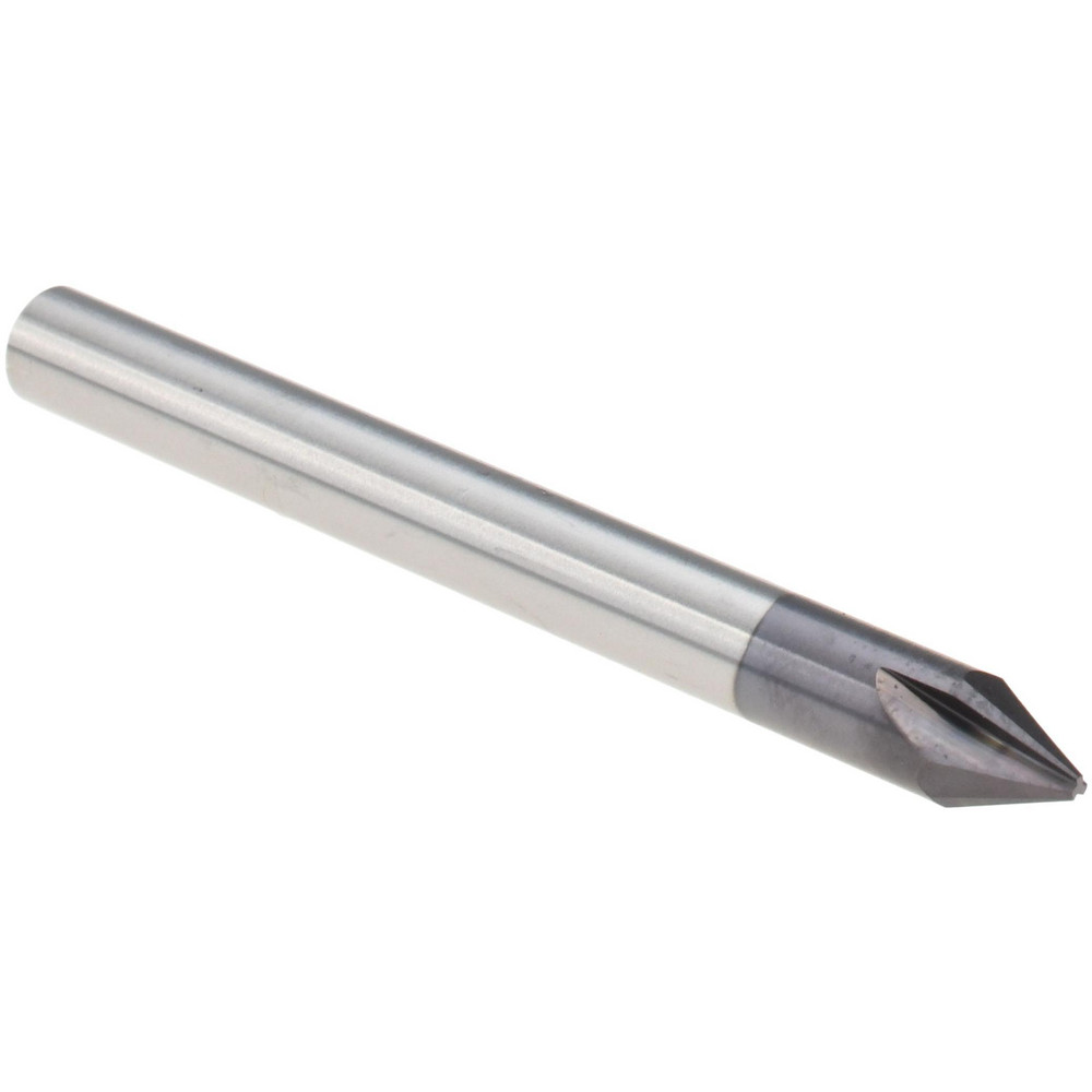 Harvey Tool Chamfer Mill: 3/16" Dia, 3/16" Shank Dia, 45 deg, 3 Flute, Solid Carbide, Single End - 978123-C3