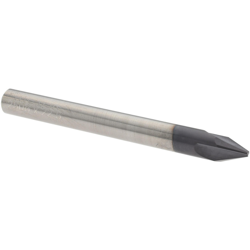 Harvey Tool Chamfer Mill: 3/16" Dia, 3/16" Shank Dia, 45 deg, 3 Flute, Solid Carbide, Single End - 978123-C3