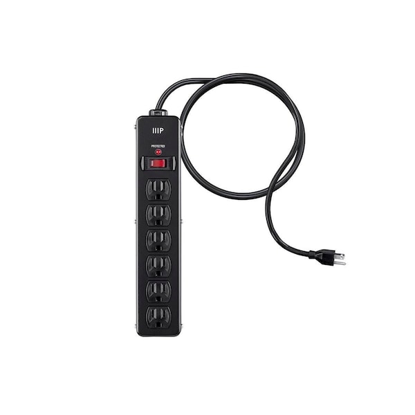 Monoprice Heavy Duty 6 Outlet Metal Surge Power Strip_ 540 Joules_ with 6ft Cord - 35098