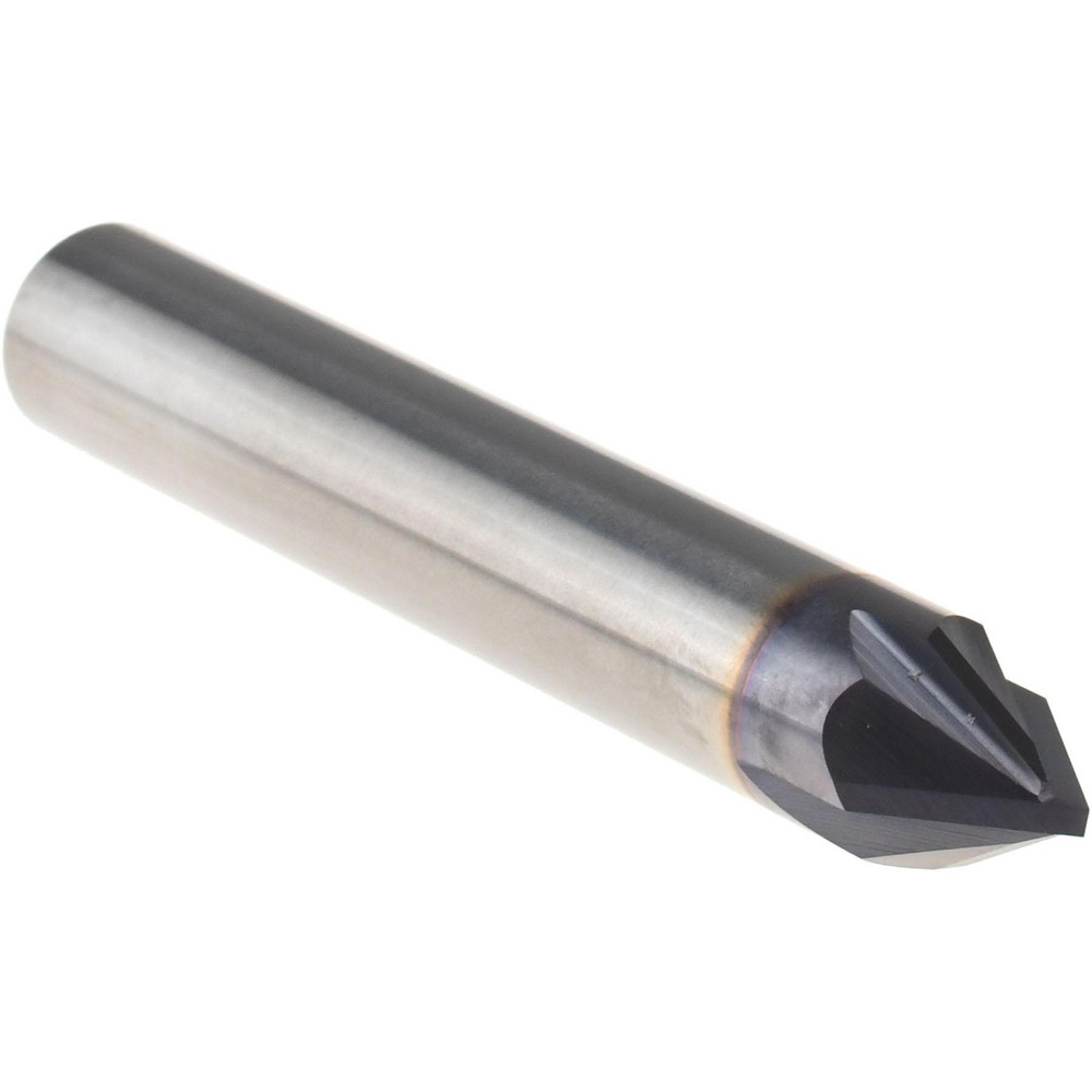 Seco Chamfer Mill: 3/8" Dia, 3/8" Shank Dia, 60 deg, 4 Flute, Solid Carbide, Single End - 17004749