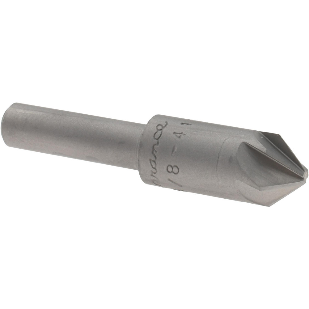 Made in USA Countersink: 3/8" Head Dia, 82.00 deg Included Angle, 6 Flute, High-Speed Steel, Right Hand Cut - 02394