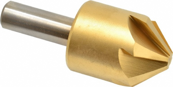 Melin Tool Countersink: 1/4" Head Dia, 90.00 deg Included Angle, 6 Flute, Cobalt Steel, Right Hand Cut - 18196