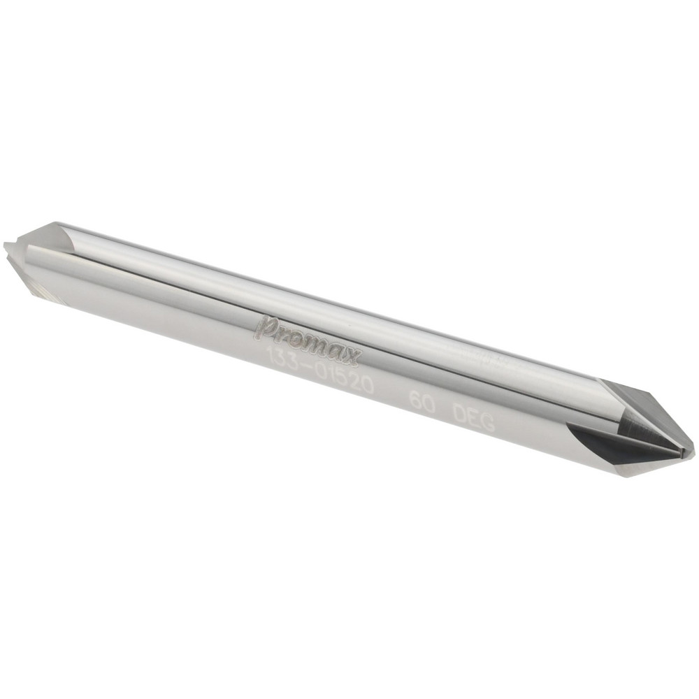 ProMax Chamfer Mill: 1/4" Dia, 1/4" Shank Dia, 60 deg, 4 Flute, Solid Carbide, Double End - 133-01520