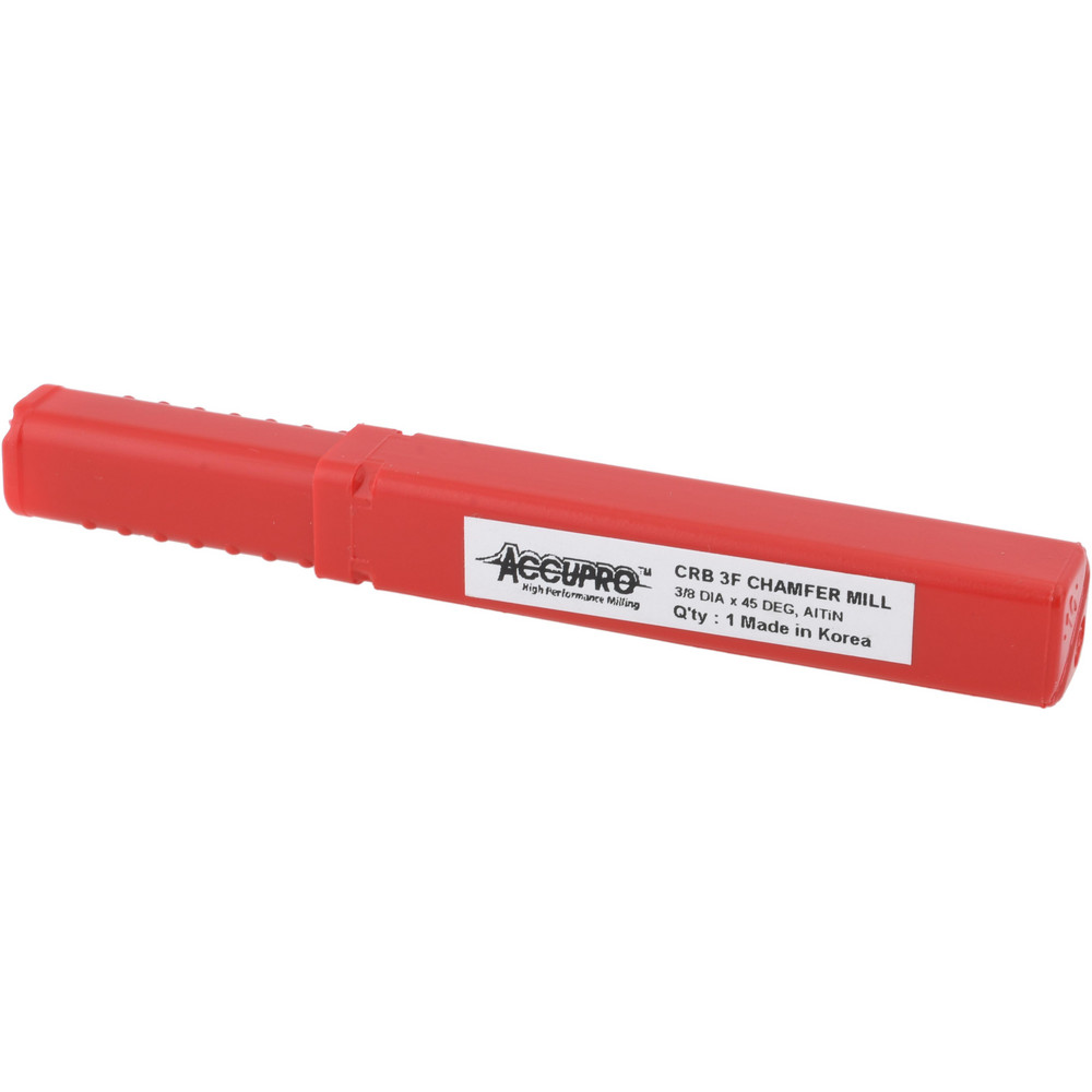 Accupro Chamfer Mill: 3/8" Dia, 3/8" Shank Dia, 90 deg, 3 Flute, Solid Carbide, Single End - EM99943850