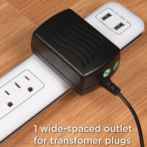 Prime 6-Outlet Multimedia Surge Protector Power Strip with Dual USB Charger - PB525106