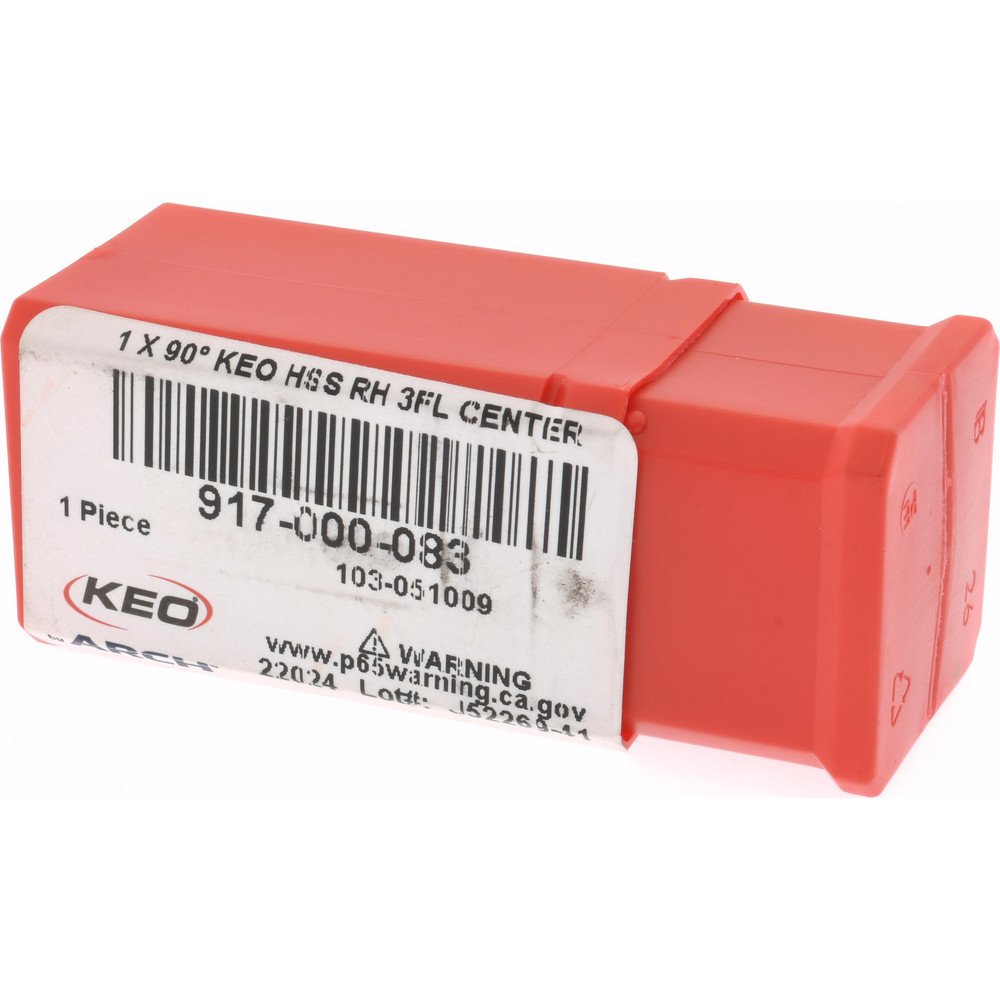 Keo Countersink: 1" Head Dia, 90.00 deg Included Angle, 3 Flute, High-Speed Steel, Right Hand Cut - 917-000-083