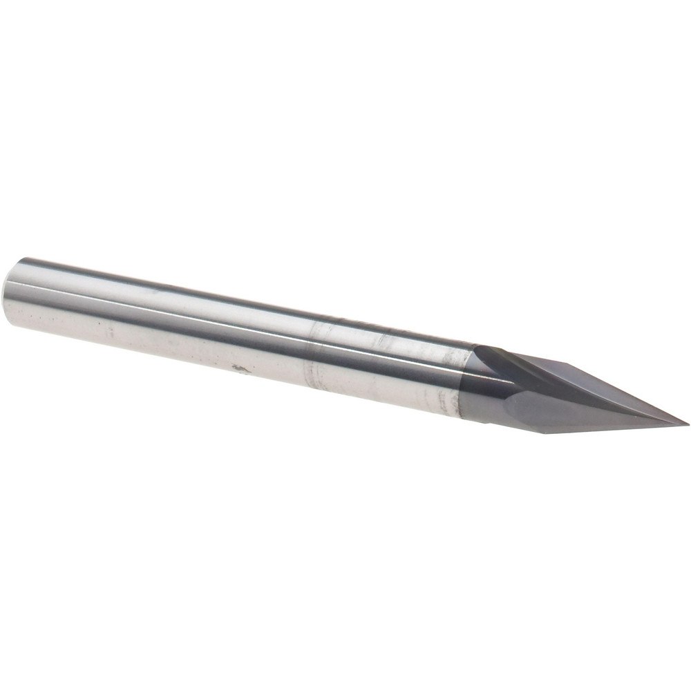 Harvey Tool Chamfer Mill: 1/4" Dia, 1/4" Shank Dia, 30 deg, 3 Flute, Solid Carbide, Single End - 831316