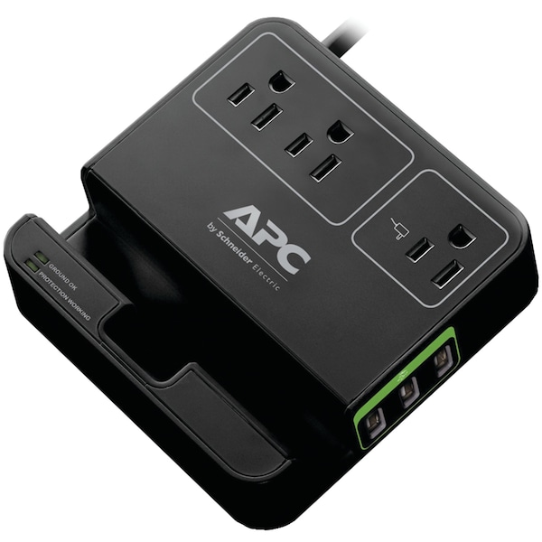 Apc SurgeArrest 3-Outlet Surge Protector with 3 USB Ports (Black) - P3U3B