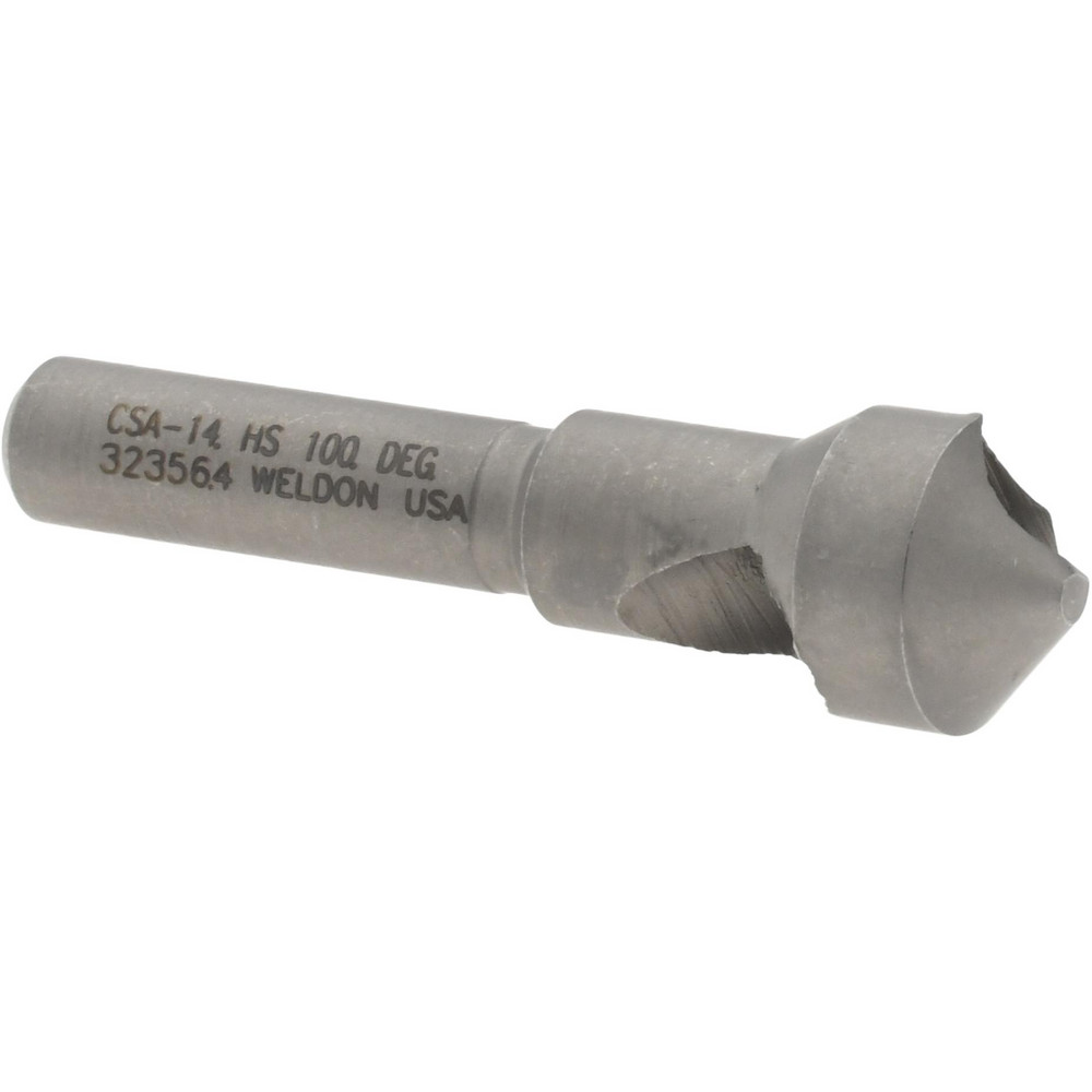 Cleveland Countersink: 1/4" Head Dia, 100.00 deg Included Angle, 3 Flute, High-Speed Steel, Right Hand Cut - C46153