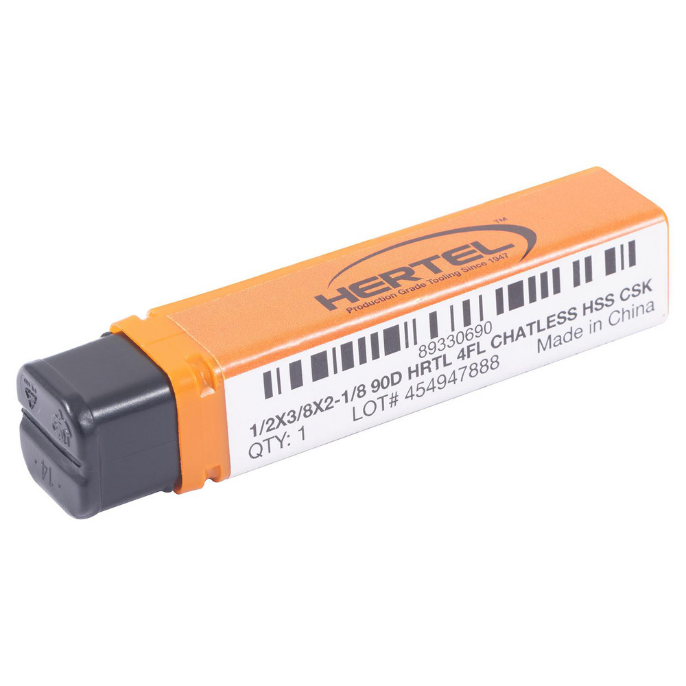 Hertel Countersink: 1/2" Head Dia, 90.00 deg Included Angle, 4 Flute, High-Speed Steel, Right Hand Cut - GX89330690